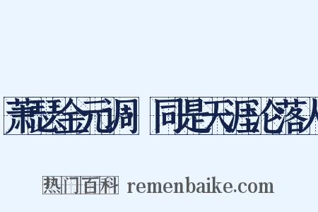 萧瑟金元调·同是天涯沦落人是什么意思的图片